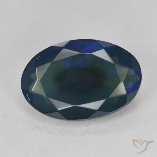 1.75ct Natural Multicolor Ópalo negro, Ovalada, Translúcido