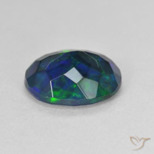 Ópalo negro Multicolor natural de 1.63 ct, Ovalada, Translúcido
