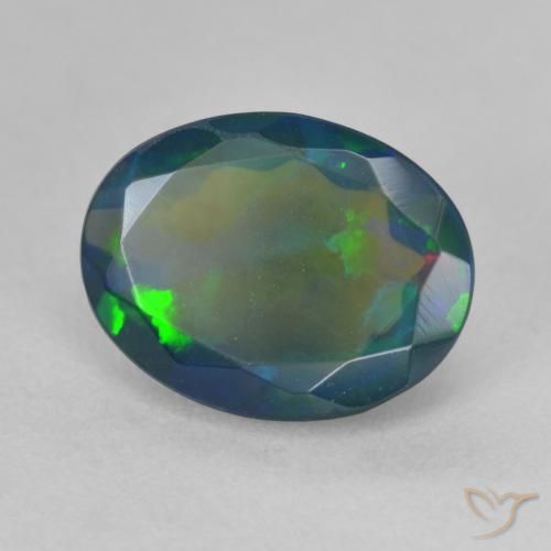 Ópalo negro Multicolor natural de 2.30 ct, Ovalada, Translúcido