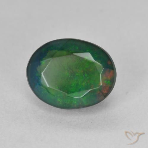 Ópalo negro Multicolor natural de 1.43 ct, Ovalada, Translúcido