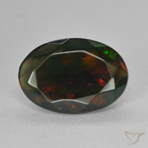 1.44ct Natural Multicolor Ópalo negro, Ovalada, Translúcido