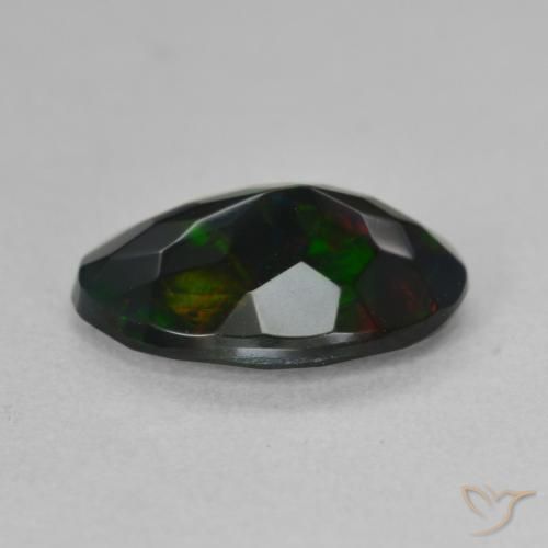 Ópalo negro Multicolor natural de 1.44 ct, Ovalada, Translúcido