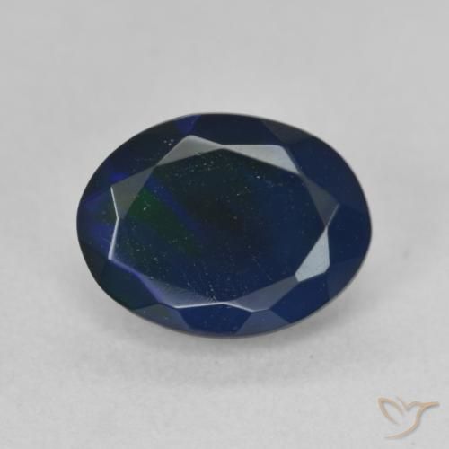 1.40ct Natural Multicolor Ópalo negro, Ovalada, Opaco