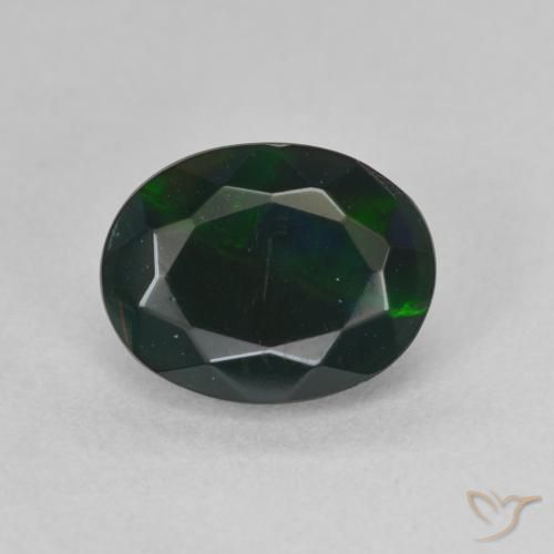1.17ct Natural Multicolor Ópalo negro, Ovalada, Translúcido