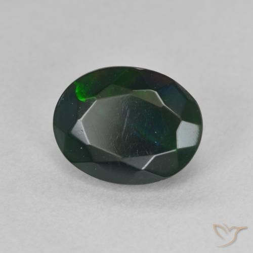 Ópalo negro Multicolor natural de 1.17 ct, Ovalada, Translúcido