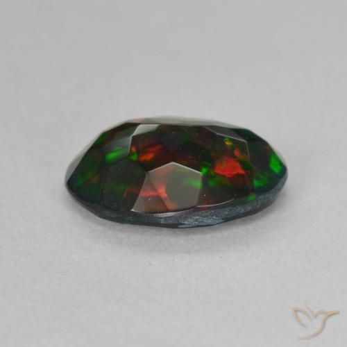 Ópalo negro Multicolor natural de 1.18 ct, Ovalada, Translúcido