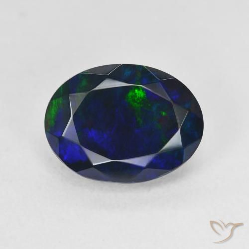 2.18ct Natural Multicolor Ópalo negro, Ovalada, Translúcido