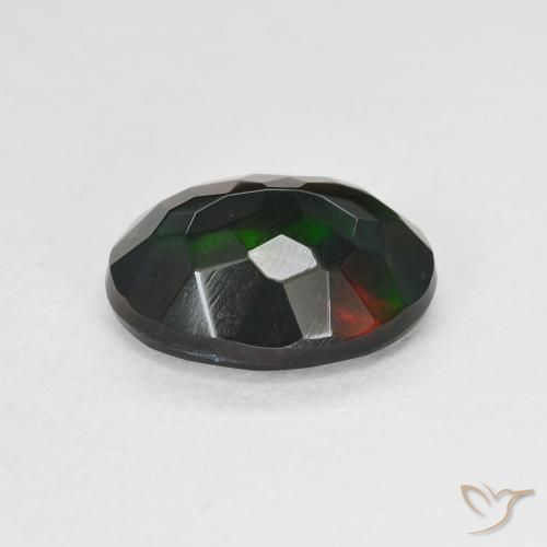 Ópalo negro Multicolor natural de 1.69 ct, Ovalada, Translúcido