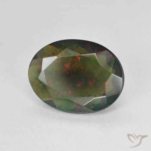 Ópalo negro Multicolor natural de 2.07 ct, Ovalada, Translúcido