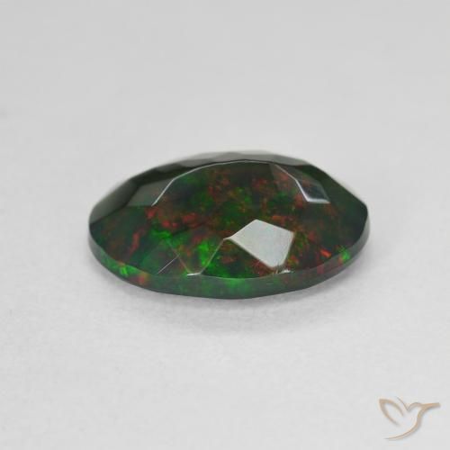 Ópalo negro Multicolor natural de 2.07 ct, Ovalada, Translúcido