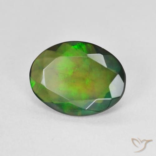 Ópalo negro Multicolor natural de 1.90 ct, Ovalada, Translúcido