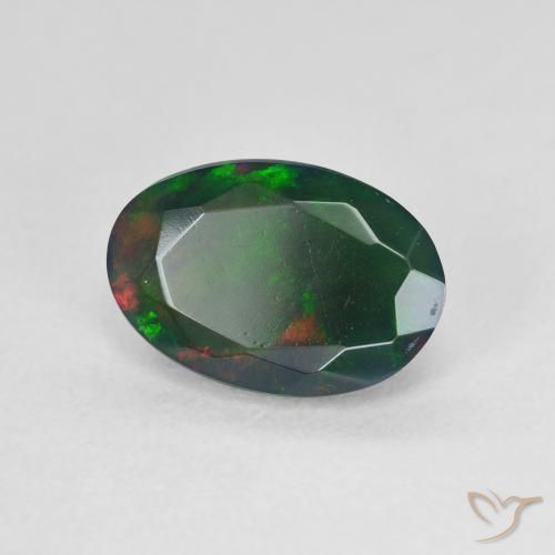 Ópalo negro Multicolor natural de 1.66 ct, Ovalada, Translúcido