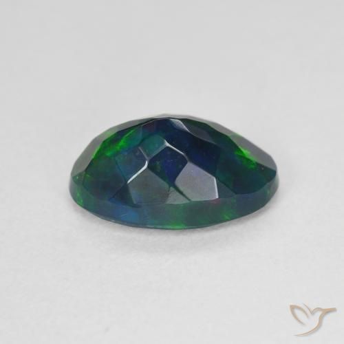 Ópalo negro Multicolor natural de 1.66 ct, Ovalada, Translúcido