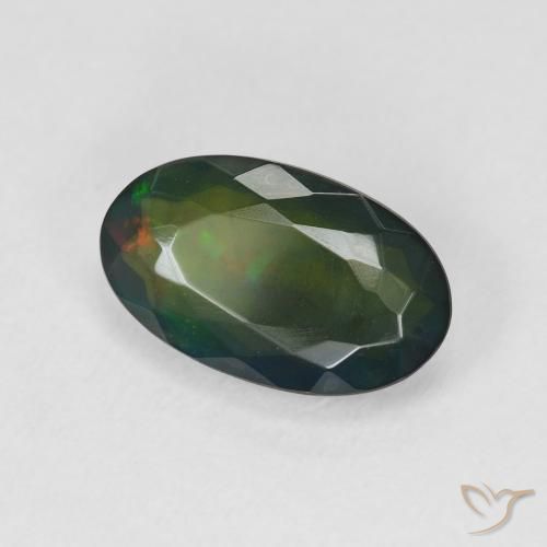 Ópalo negro Multicolor natural de 2.10 ct, Ovalada, Translúcido