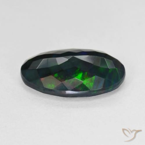 Ópalo negro Multicolor natural de 3.76 ct, Ovalada, Translúcido