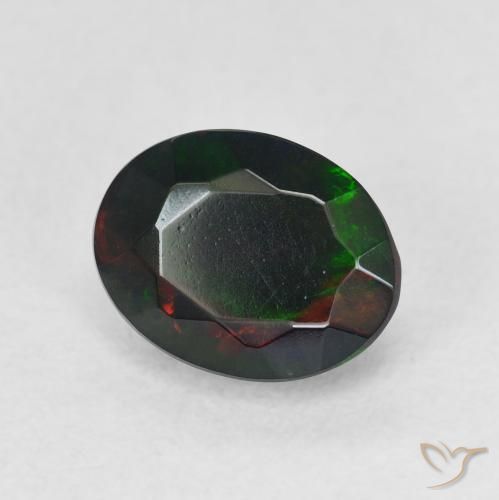 Ópalo negro Multicolor natural de 1.12 ct, Ovalada, Translúcido