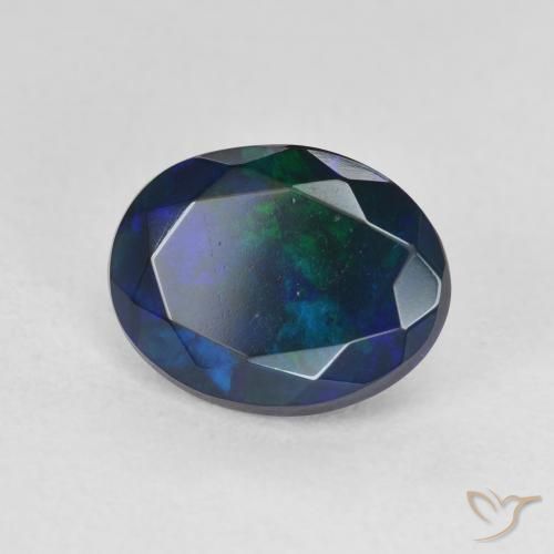 Ópalo negro Multicolor natural de 1.66 ct, Ovalada, Translúcido