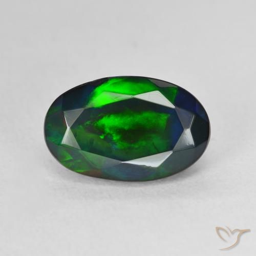 2.75ct Natural Multicolor Ópalo negro, Ovalada, Translúcido