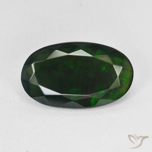 3.33ct Natural Multicolor Ópalo negro, Ovalada, Translúcido