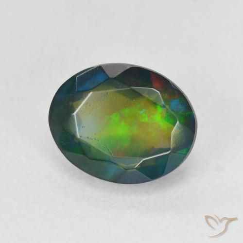 Ópalo negro Multicolor natural de 1.60 ct, Ovalada, Translúcido