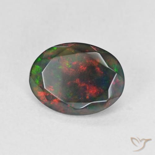 Ópalo negro Multicolor natural de 1.16 ct, Ovalada, Translúcido