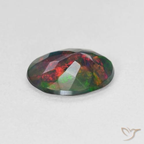Ópalo negro Multicolor natural de 1.16 ct, Ovalada, Translúcido