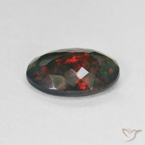 Ópalo negro Multicolor natural de 1.74 ct, Ovalada, Translúcido