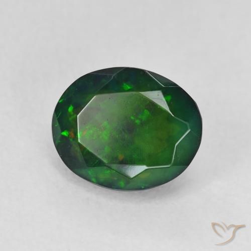 Ópalo negro Multicolor natural de 1.38 ct, Ovalada, Translúcido