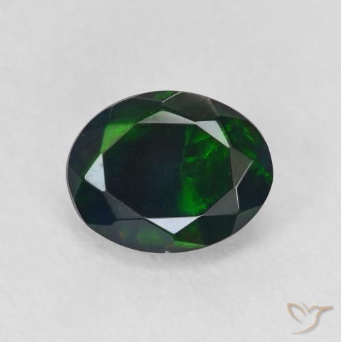 0.92ct Natural Multicolor Ópalo negro, Ovalada, Translúcido