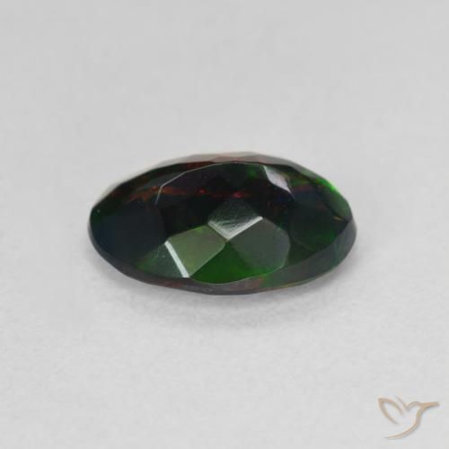 Ópalo negro Multicolor natural de 1.19 ct, Ovalada, Translúcido