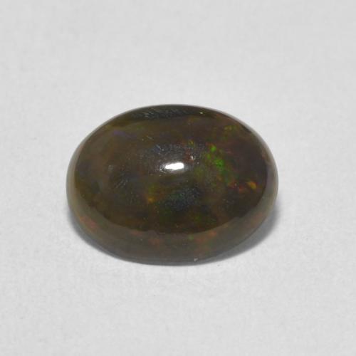 0.84ct Natural Multicolor Ópalo negro, Ovalada, Opaco