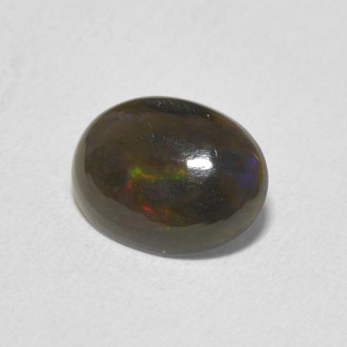 Ópalo negro Multicolor natural de 0.84 ct, Ovalada, Opaco