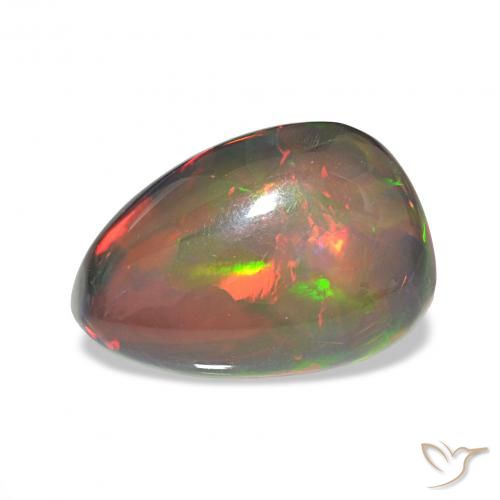 6.78ct Multicolor Ópalo negro, En forma de pera, Opaco