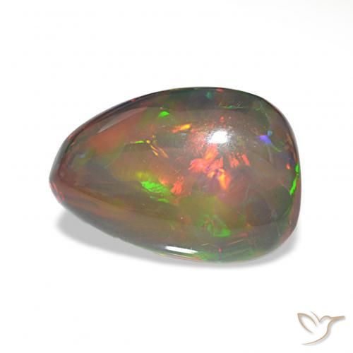 Ópalo negro Multicolor natural de 6.78 ct, En forma de pera, Opaco