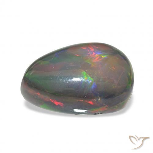 Ópalo negro Multicolor natural de 6.78 ct, En forma de pera, Opaco
