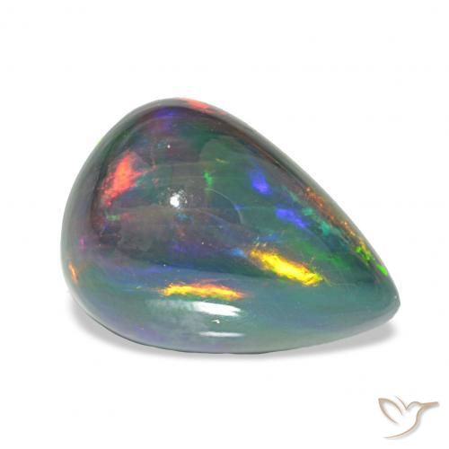 Ópalo negro Multicolor natural de 7.46 ct, En forma de pera, Opaco