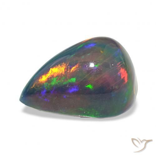 Ópalo negro Multicolor natural de 7.46 ct, En forma de pera, Opaco
