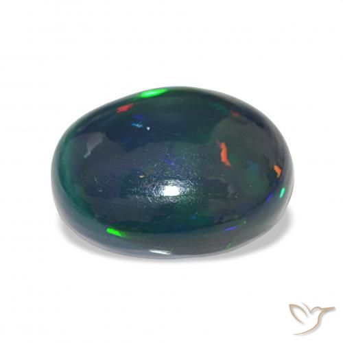 Ópalo negro Multicolor natural de 8.10 ct, Ovalada, Opaco