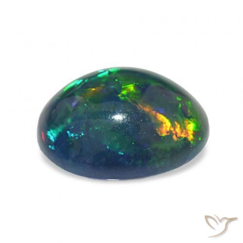 Ópalo negro Multicolor natural de 4.03 ct, Ovalada, Opaco