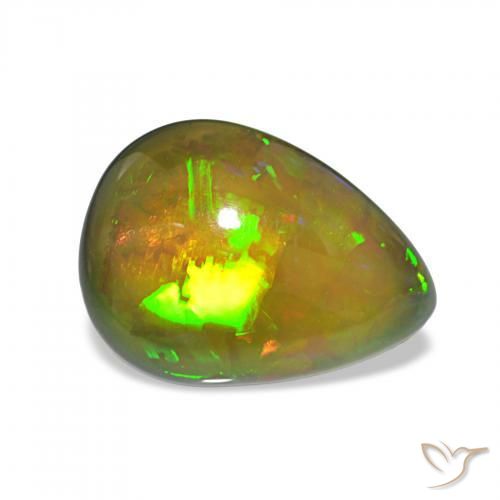 Ópalo negro Multicolor natural de 6.70 ct, En forma de pera, Opaco