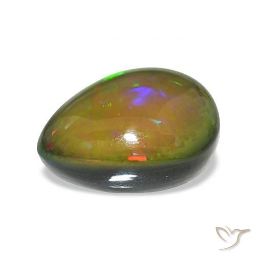 Ópalo negro Multicolor natural de 6.70 ct, En forma de pera, Opaco