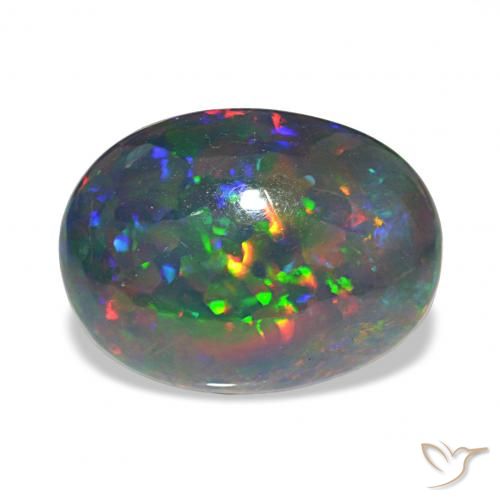 7.80ct Multicolor Ópalo negro, Ovalada, Opaco