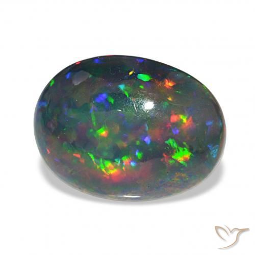 Ópalo negro Multicolor natural de 7.80 ct, Ovalada, Opaco