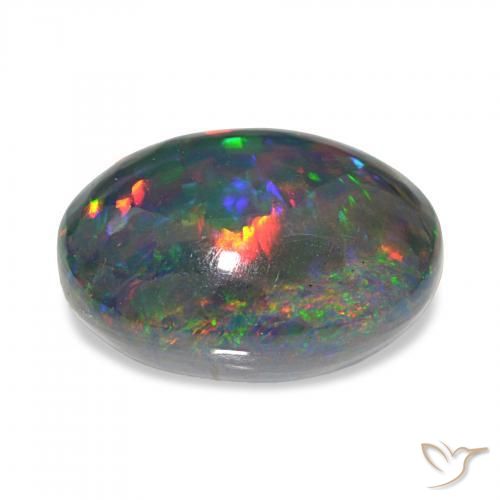 Ópalo negro Multicolor natural de 7.80 ct, Ovalada, Opaco
