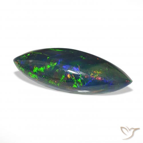 Ópalo negro Multicolor natural de 11.33 ct, Marquesa, Opaco