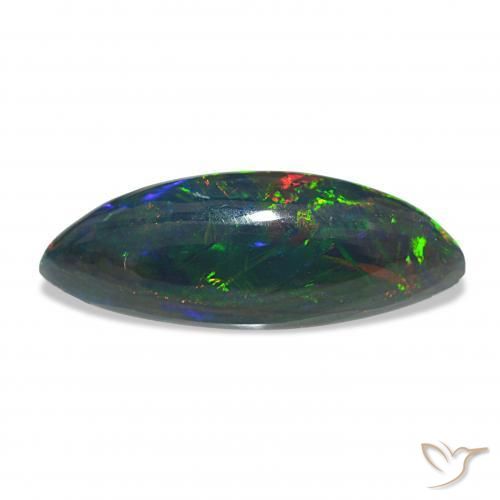 Ópalo negro Multicolor natural de 11.33 ct, Marquesa, Opaco