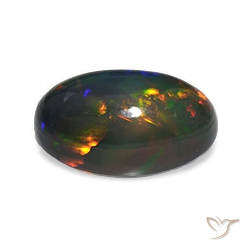 Ópalo negro Multicolor natural de 4.80 ct, Ovalada, Opaco
