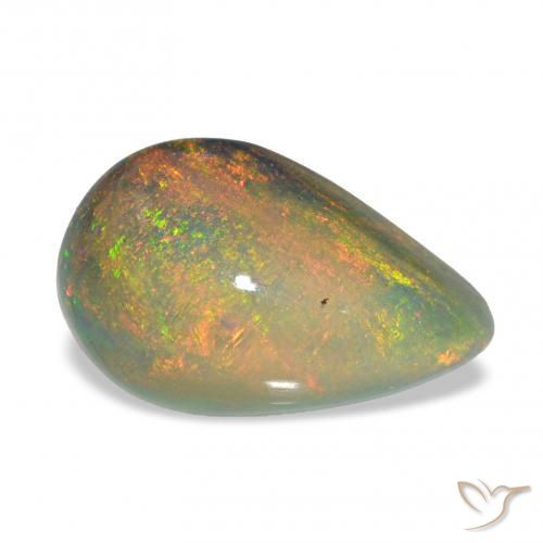 Ópalo negro Multicolor natural de 3.98 ct, En forma de pera, Opaco