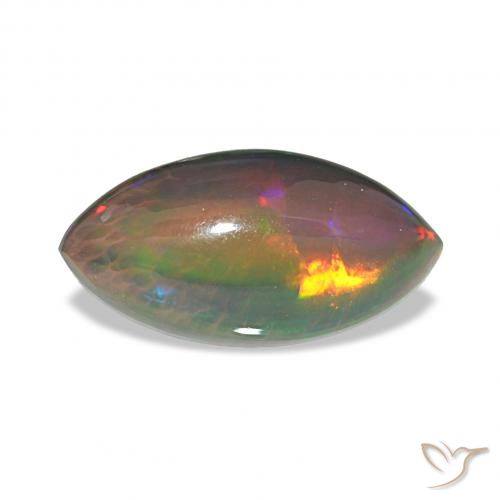 3.55ct Multicolor Ópalo negro, Marquesa, Opaco