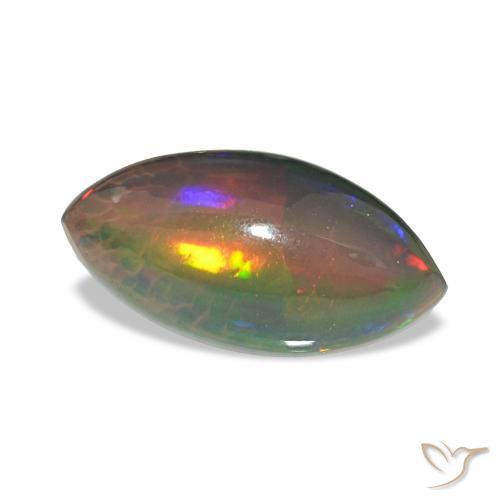 Ópalo negro Multicolor natural de 3.55 ct, Marquesa, Opaco